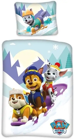  Paw Patrol Junior sengetøj 100x140 cm - Paw Patrol sengesæt junior - Snow - 2 i 1 - 100% bomuld